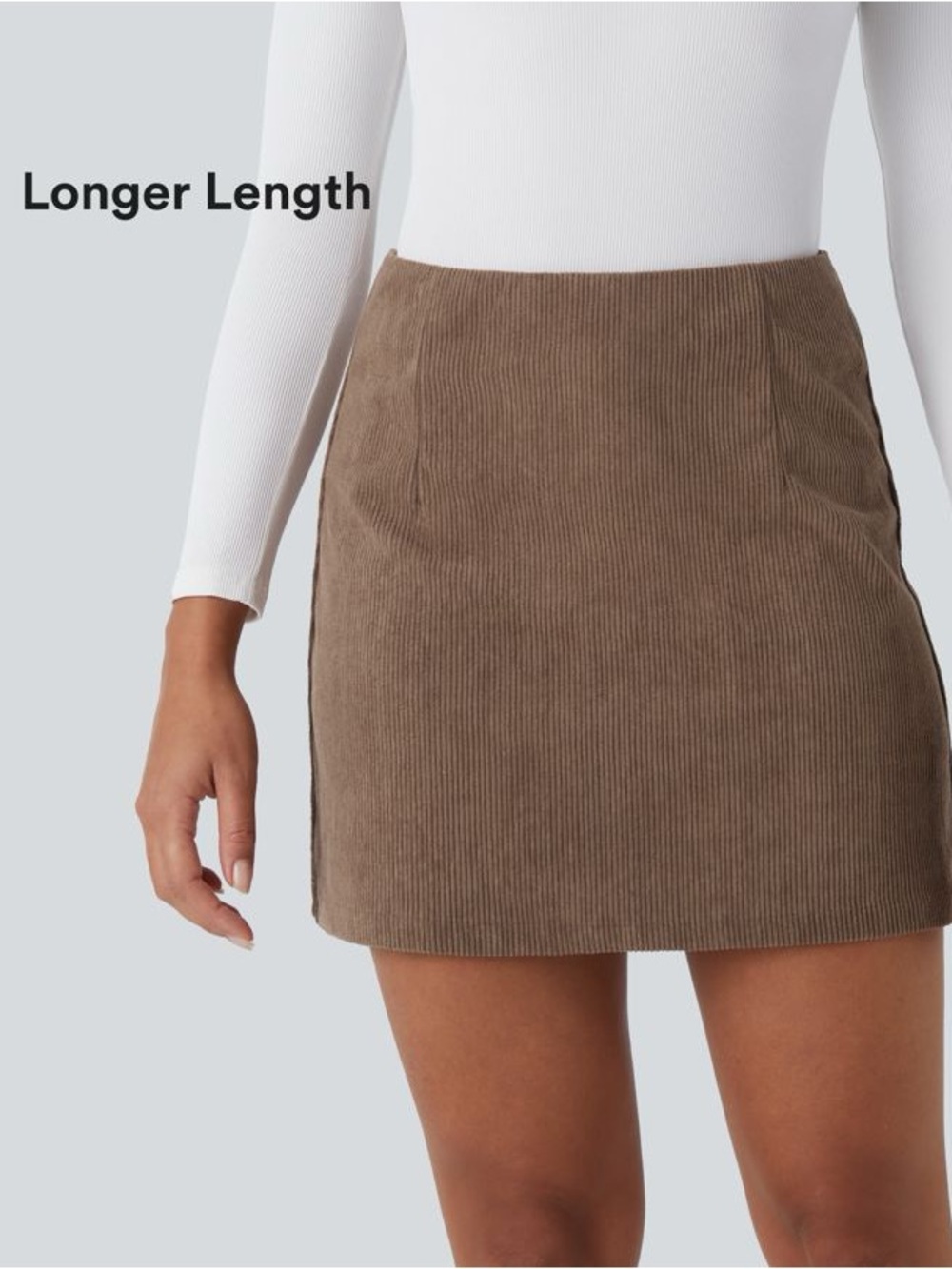 HALARA Corduroy Mini Skirt in Brown